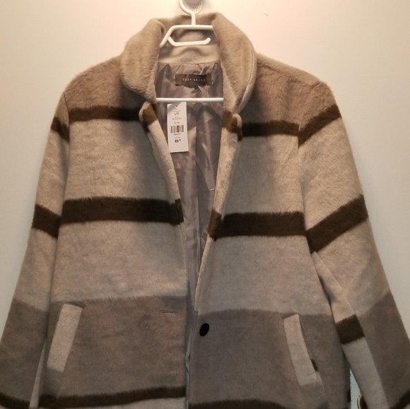 Striped button up coat, NWT - Picture 2 of 3